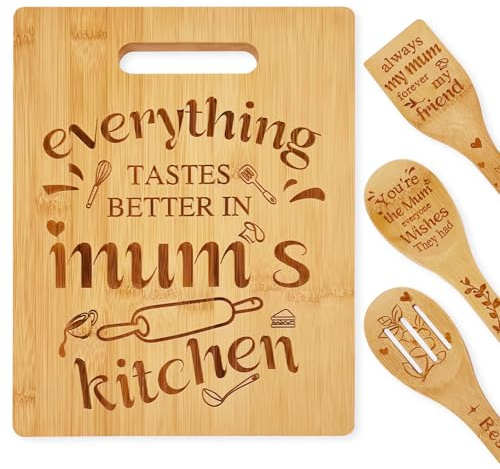Set di taglieri in bambù fatti a mano per la mamma, regalo per la festa della mamma, con scritta calda per mamma, figlio, mamma, compleanno, Natale, regalo per la mamma