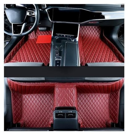 HBGURM Auto FußMatten Für Kia Für Sorento 2015-2017 5-Sitzer Leder-Autofußmatten wasserdichte Innenfußmatten Teppichfußpolster Automatten(Rot)