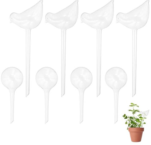 8 Pack Plant Feeders Drip Water, Plant Watering Globes, House Plant Watering Devices, Automatic Self-Watering Waterers System For Indoor Outdoor Plants (Bulbs,Large Birds)