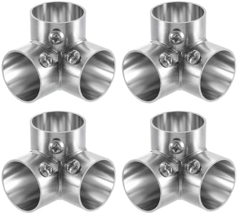 QUARKZMAN 4 Stück 90 Grad 3-Wege Ellenbogen Rohrverbinder, Passend für 1 Zoll (25mm) Außendurchmesser Rohr Edelstahl Strukturrohrverbinder Kettengliedzaunklemme