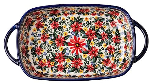 LIGIGWASH Fuente Para Hornear Cerámica Rectangular Asas Dobles, Bandeja De Cerámica Pulida, Utensilio Multiusos Para Cocina Doméstica, Adecuado Para Horno y Microondas, Para Asados y Gratinados