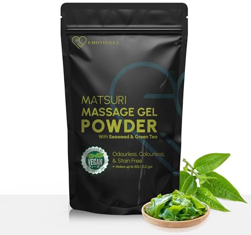Japanisches Nuru-Gel-Pulver „Matsuri“ 500 g, wiederverschließbar | Seetang & grüner Tee, hergestellt in Japan. Vegan, parfümfrei, wasserbasiert, nicht klebrig. Ergibt 50 Liter.