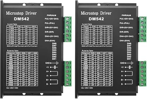 Tofelf 2pcs DM542 5.6A Schrittmotortreiber Stepper Treiber, Dm542 2 Phasen Schrittmotortreiber Dc 18-48v 57/86 Stepper Motor Driver Peak 4.2a