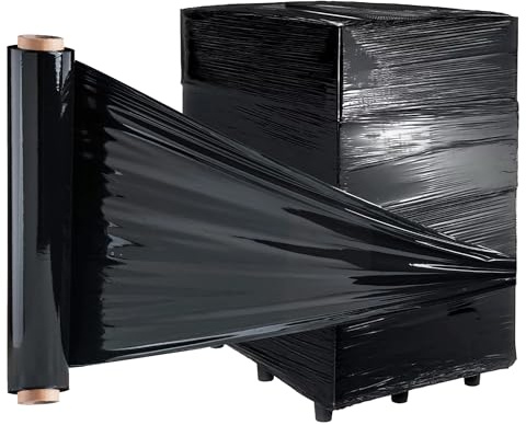 G4GADGET Schwarze Palettenfolie, 1 Rolle, strapazierfähig, 400 mm x 220 m (23 Mikron, 1,2 kg), starke, reißfeste Stretchfolie, Schrumpffolie zum Verpacken, Umzug, Lagerung, wasserdichte Wickelrolle