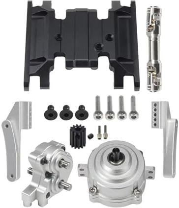 Rc Spare Parts For Axial For SCX10 II 90046 1/10 Metal Front Planetary Gearbox Transfer Case Transmission Skid Plate Set For RC Car(Silver)