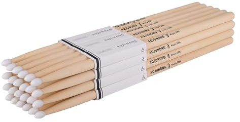 AQJUNONG Baquetas 5B con punta de nailon para batería acústica o electrónica, baquetas de arce 5B para bateristas y principiantes (12 pares)
