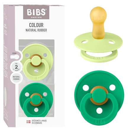 BIBS Colour Schnuller 2er-Pack, BPA-frei, Kirschform Nippel. Naturkautschuk/Latex, Hergestellt in Dänemark, Größe 2 (6-18 Monate), Matcha/Cactus