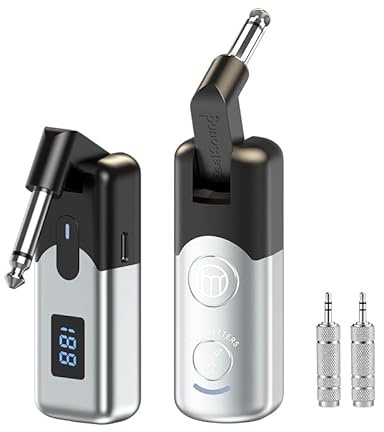 ZealSound Wireless Guitar System, 2.4GHz Rechargeable Guitar Transmitter and Receiver System with 270° Rotatable, Digital Instrument System for Guitarist, Bass, Amp and Electric Instruments