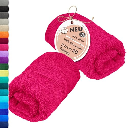 Lashuma 2er Set Handtuch klein Rot - Rhabarber, London Frottee Seiftücher 30x30 cm
