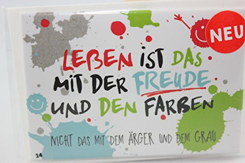 Sheepworld, Happy Life - 45557 - Magnet mit Umschlag Nr. 14, Leben ist das mit der Freude und den Farben Nicht das mit dem Ärger und dem Grau