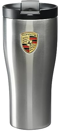 Thermobecher mit Porsche-Wappen, doppelwandig, Edelstahl