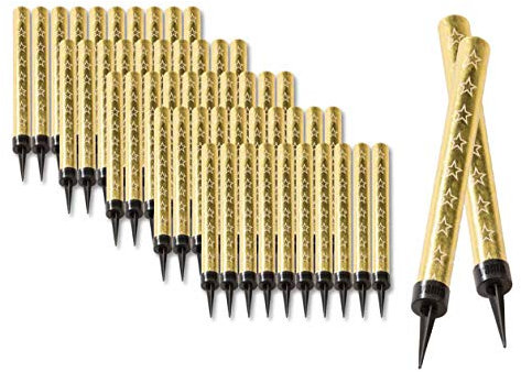 vama 60 Sek Tortenfontäne Zimmerfontäne Eissterne Zaubersterne Eisfontäne Traumsterne mit Goldener Flamme für Verlobung Hochzeit Geburtstag Kinder und Deko für Kuchen Torten Gold (48)