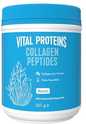 VITAL PROTEINS Collagen Peptides Pulver | geschmacksneutrales Kollagen-Hydrolysat |ohne Zusatzstoffe | einfache Zubereitung, löslich in warmen oder kalten Lebensmitteln | 567g