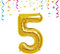 FUNXGO® Folienballon Zahl 5 Gold - Riesenzahl Ballon ca.100 cm - fliegt mit Helium - 5 geburtstag luftballon - Deko zum Geburtstage, Party, Hochzeiten - Ballon 5 Gold