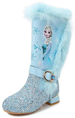 Kosplay Stivali da Principessa Ragazze Elsa Bambini Stivali da Neve Morbide Fodera Calda Stivaletti Ragazze Inverno Scarponi da Sci all'aperto Partito Principessa Scarpe Eleganti