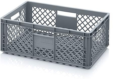 Auer Packaging Eurobehälter 60 x 40 x 22 durchbrochen, Bäckerkiste Gemüsekiste große Lagerkiste Eurobox Kiste Box für Flohmarkt Lager Gewerbe Handwerk 60x40x22 mit Griffen stapelbar