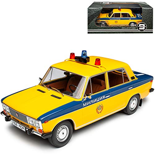 Lada 2106 1600 Limousine Gelb Blau Polizei CSSR 1979-2012 1/18 Triple 9 Modell Auto