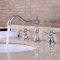 Robinet Lavabo 3 Trous Laiton Rétro Chaud et Froid Double Poignée Salle de Bain Lavabo Robinet Antirouille Étanche-Chrome