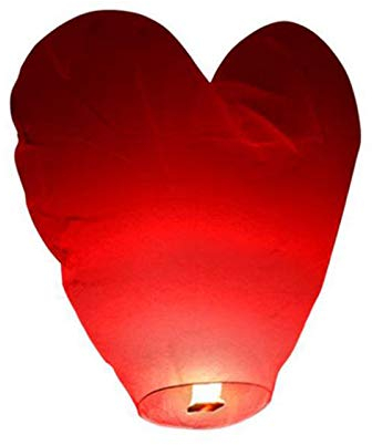 1 unidad de linternas de cielo chinas Kongming linterna de papel chino caliente de aire caliente volando linternas de la lámpara de deseos en forma de corazón de cielo linternas de mosca (rojo)