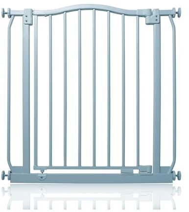 Safetots Treppenschutzgitter mit Gebogenem Oberen Teil, 71cm - 80cm, Matt Grau, Treppenschutzgitter mit Druckbefestigung, Babygitter für Türen