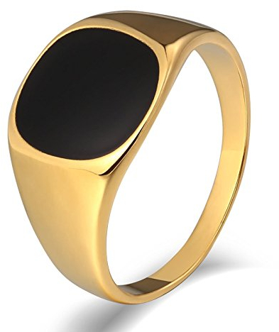 Daesar Edelstahl Ring Männer Gold, Herren Ring Personalisiert Siegelring Breit mit Zirkonia Gr.60 (19.1)