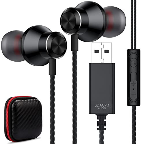 Cuffie USB con Microfono per PC, Cuffie Gaming PC Cancellazione del Rumore Leggero Cuffie in Ear HiFi Stereo Auricolari USB con Controllo del Volume per Mac Computer PS5 Laptop Skype Conference