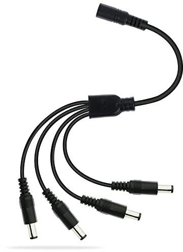 GINTOOYUN DC-Splitterkabel 1 Buchse auf 4 Stecker 5,5 mm x 2,1 mm, 12 V DC-Verlängerungskabel Splitter-Adapter für CCTV-Überwachungskamera, LED-Lichtleiste usw. 0,7 m (1 bis 4 Wege)