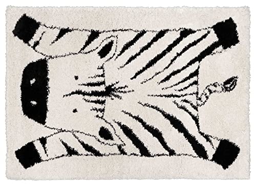 Primaflor Kinderteppich für Jungen und Mädchen - Zebra - 120x170 cm - Oeko-TEX Zertifiziert - Weicher Hochflor-Teppich fürs Baby- & Kinderzimmer - Hochwertiger Spielteppich