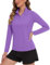 TACVASEN Women's Sport T-Shirts 1/4 Zip Long Sleeve Shirts Summer Quick Dry Tops Outdoor Hiking Shirts for Women UK (XS, Light Purple)