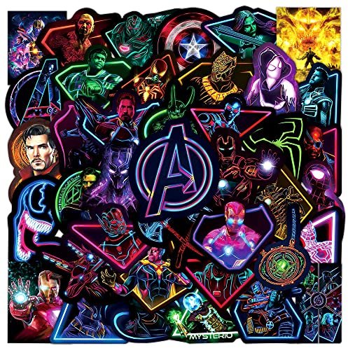 LYLSDSB Superheld Avengers Aufkleber 100 Stück Wasserdicht Vinyl Aufkleber für Laptop Gepäck Computer Skateboard Wasserflaschen Fahrrad Motorrad,Noctilucent Marvel Superhelden-Aufkleber für Kinder