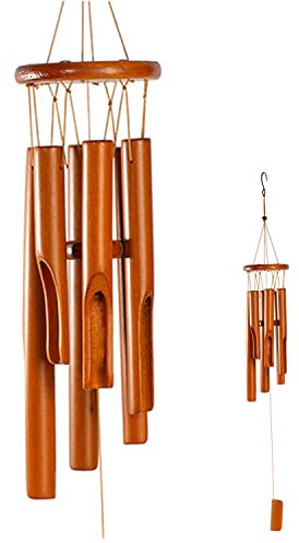 Sansnow Carillon éolien en bois pour extérieur/intérieur, carillon éolien en bambou naturel avec beau ton profond pour jardin/décoration d'intérieur, 76,2 cm, marron