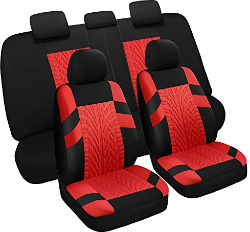 VarCozy Autositzbezüge, komplettes Set, Vordersitzbezüge und Geteilte Rückbank-Sitzbezüge für Auto, universelle Stoffsitzbezüge für SUV, Limousine, Van, Auto-Innenbezüge, Airbag-kompatibel, Schwarz