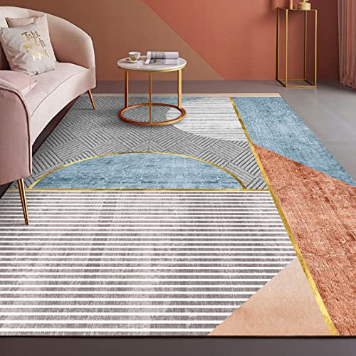 Tzvpsu Tapis Tapis d eveil,Motif Rayé Bleu Rose Gris Facile À Nettoyer Tapis Antidérapant Tapis pour Enfant,Tapis d Exterieur 60x90cm