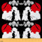 Japanischer Stoff Meterware Samurai Dekorstoff Roter Sun Ombre Möbelstoff Chinesischer Palast Draussen Stoff Exotischer DIY Patchwork Wasserdichter Stoff für Quilten Schwarzweiß 92 x 150 (HxB)