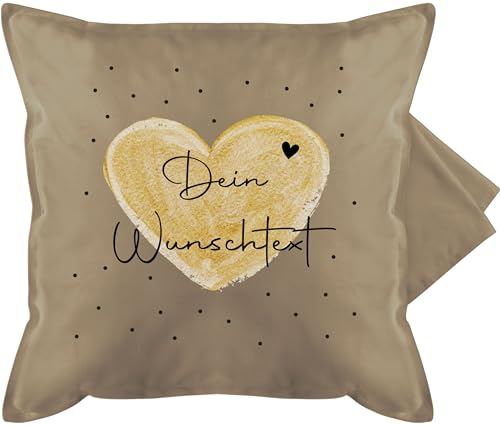 Kissenbezug - Aufdruck selbst gestalten - Dein Wunschtext I Geschenk personalisiert Weihnachten I Vatertag I Muttertag I Geburtstag - 50 x 50 cm - Beige Natur - Geschenke lebenspartner
