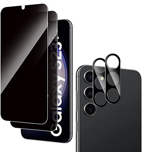 LiiLaa Sichtschutz für Panzerglas für Samsung Galaxy S23 Plus/S23+ 5G, [2+2 Stück] Sichtschutzfolie und Kamera Schutzfolie, 9H Härte Anti Spy Glas Privacy Kratzfest Folie