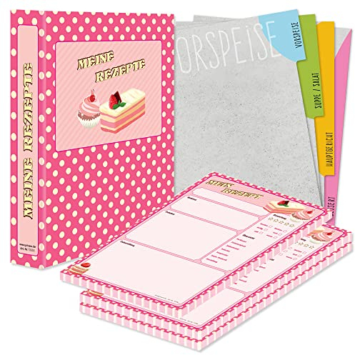 PRICARO Rezeptordner Komplett-Set Retro, A4, 8 teilig