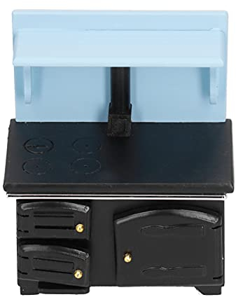 Glomora Mini-kochfeld,Mini Herd Modell Miniatur-Puppenhaus-Ofen 1:12 Miniatur Kamin mit Integriertem Herd Kleiner Küchenherd für Puppenhaus Stilvolles Mini Ornament Schwarzes