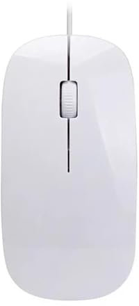 Slim Wired Optical Mouse, 3 Button USB 3.0 Wire Computer Mice, High-precision Ergonomic Design, 1600 DPI Tracking Mice With Comfort Rubber Scroll Wheel, For Tablets Laptop PC Home Office (White)
