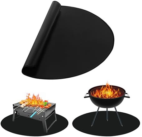 Tapis de foyer rond ignifuge, 101,6 x 101,6 cm, tapis de foyer d'extérieur, tapis de barbecue pliable, tapis de grill résistant pour terrasse, herbe, pelouse, arrière-cour et camping en plein air