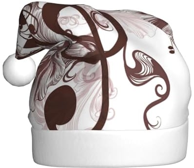 Jmorco Weihnachtsmütze mit Musik-Symbol für Erwachsene, Unisex, Weihnachtsmannmütze, Weihnachtsmütze für Weihnachten, Neujahr, festliche Feiertagsparty