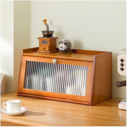 Dxcaicc Contenitore per la conservazione in Legno, Organizzatore per Il Pane della Fattoria, Contenitore per Il Pane per Il ripiano della Cucina, Custodia per Utensili da ripiano,Marrone,1Layer