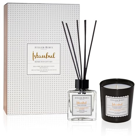 Istanbul Home Luxury Geschenkset - Luxus Duftstäbchen - Duftkerze - Raumduft - Holziger & Würziger Duft - Perfektes Raumklima Aromatherapie