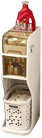 Kleiner Badezimmer-Eckschrank – Wäschekorb, Handtuch-Organizer, schmaler, freistehender Toilettenpapierhalter – platzsparende Lösung