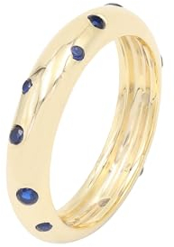 Jay Jools Tansanit | Zirkonia-Ring für Damen – Stapelbarer Ring aus 925er Sterlingsilber – Blau-weißer Edelsteinring als Geschenk (Tansanit, 18 Karat vergoldet, 9,5)