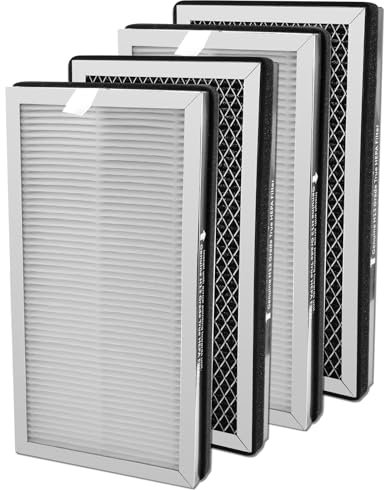 MA-15 Air Purifier Replacement Filter for Medify Air 15 Series, fit medify air purifier filter replacement, 3 in 1 Integration of Pre-Filter, High Efficiency H13 True HEPA and Activated Carbon 4-Pack