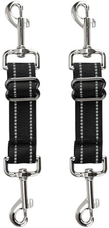 2 Stück reflektierende Nylon-Welpenhalsbandverbinder, verstellbarer doppelseitiger Clip-Gurt für Hundegeschirr am Halsband, Sicherheitsclip (schwarz)