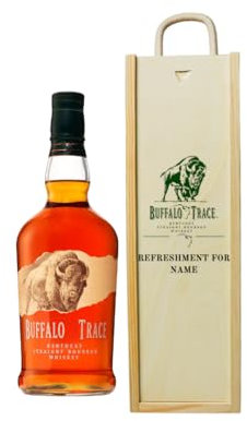 Personalised Buffalo Trace Straight Bourbon Whisky Gift Set In Wooden Box - 40% ABV (70cl)