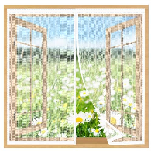 TYYHTJ Magnet Fliegengitter Tür 60x100cm, Insektenschutz Magnetfenster, Magnet Fliegengitter Fenster Einfache Installation Verhindert das Eindringen von Insekten/Fliegen/Moskitos in den Raum [Weiß]
