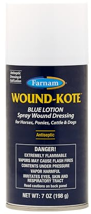 Farnam Wound-Kote Blue Lotion Spray Horse Wound Care for use on Horses and Dogs, Antiseptic Properties, for Minor Wounds, Cuts and Sores, 7 Oz.